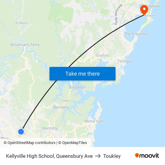 Kellyville High School, Queensbury Ave to Toukley map