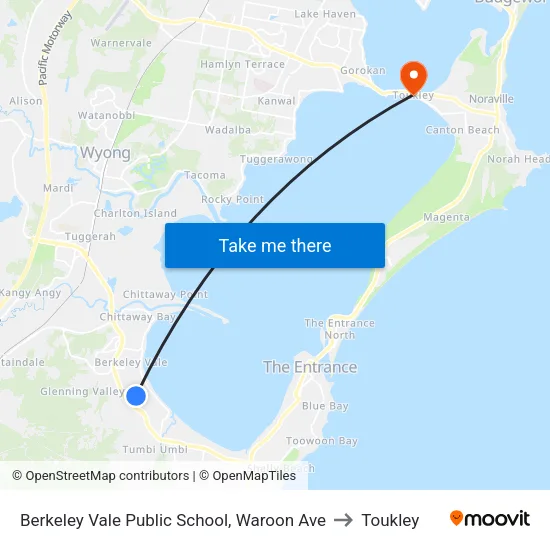 Berkeley Vale Public School, Waroon Ave to Toukley map