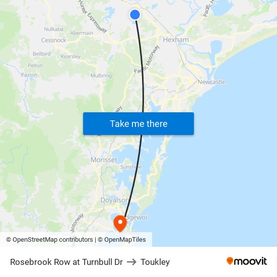 Rosebrook Row at Turnbull Dr to Toukley map