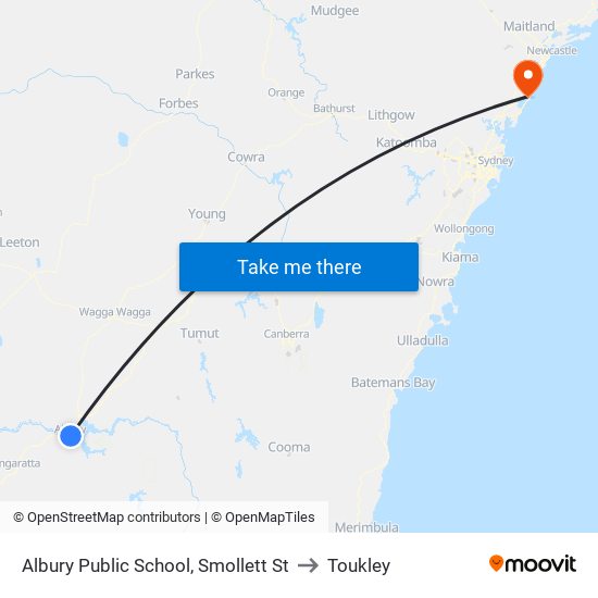 Albury Public School, Smollett St to Toukley map