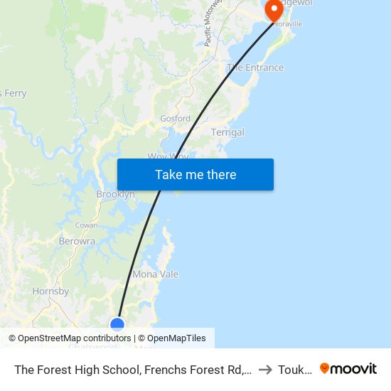 The Forest High School, Frenchs Forest Rd, Stand D to Toukley map