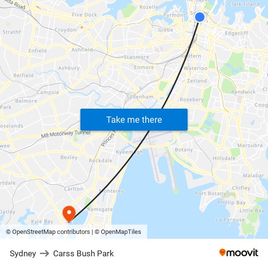 Sydney to Carss Bush Park map