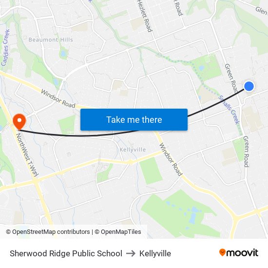 Sherwood Ridge Public School to Kellyville map
