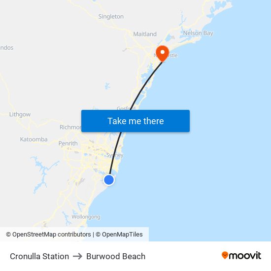 Cronulla Station to Burwood Beach map