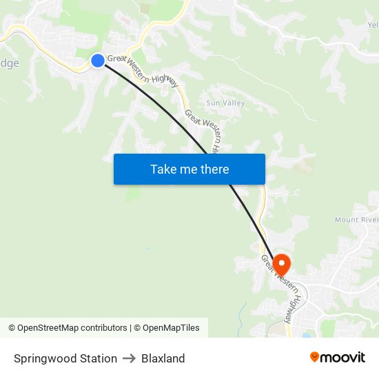 Springwood Station to Blaxland map