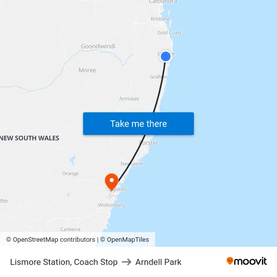 Lismore Station, Coach Stop to Arndell Park map