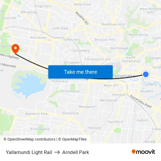 Yallamundi Light Rail to Arndell Park map