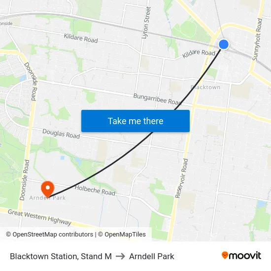 Blacktown Station, Stand M to Arndell Park map