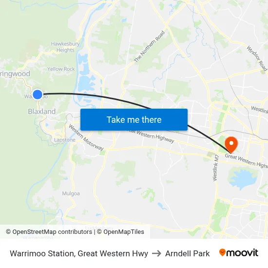 Warrimoo Station, Great Western Hwy to Arndell Park map