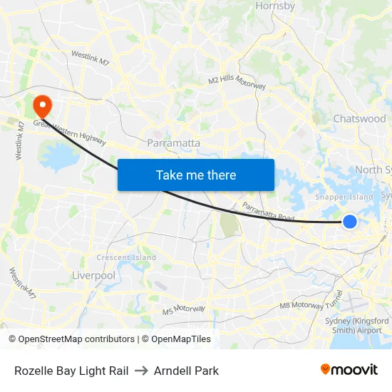 Rozelle Bay Light Rail to Arndell Park map