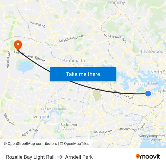 Rozelle Bay Light Rail to Arndell Park map