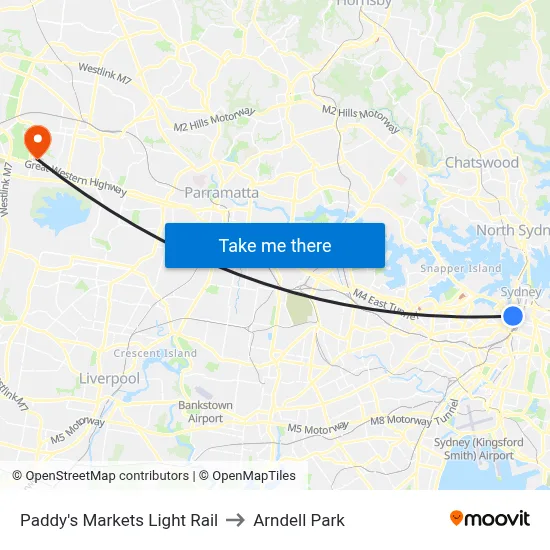 Paddy's Markets Light Rail to Arndell Park map
