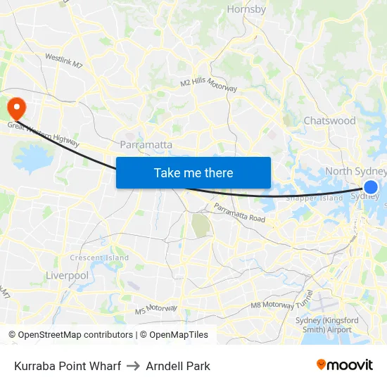 Kurraba Point Wharf to Arndell Park map