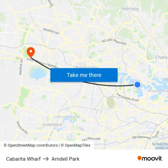 Cabarita Wharf to Arndell Park map