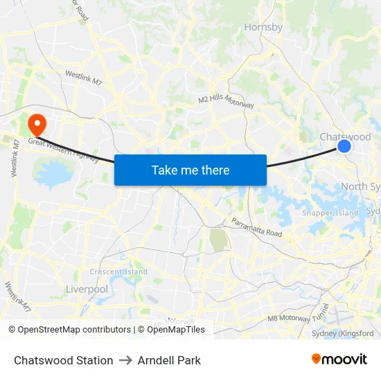 Chatswood Station to Arndell Park map