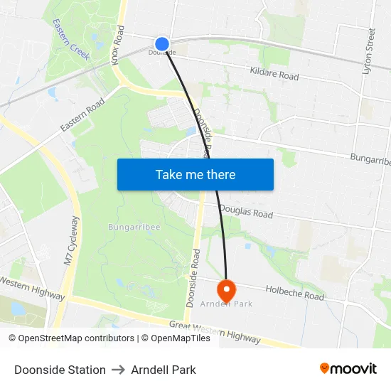 Doonside Station to Arndell Park map