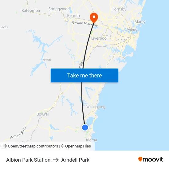 Albion Park Station to Arndell Park map