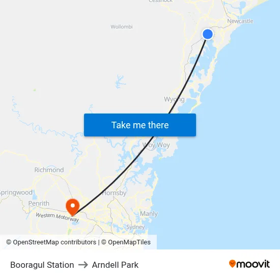 Booragul Station to Arndell Park map