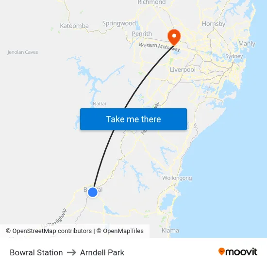 Bowral Station to Arndell Park map