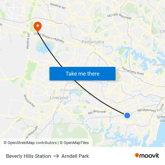 Beverly Hills Station to Arndell Park map