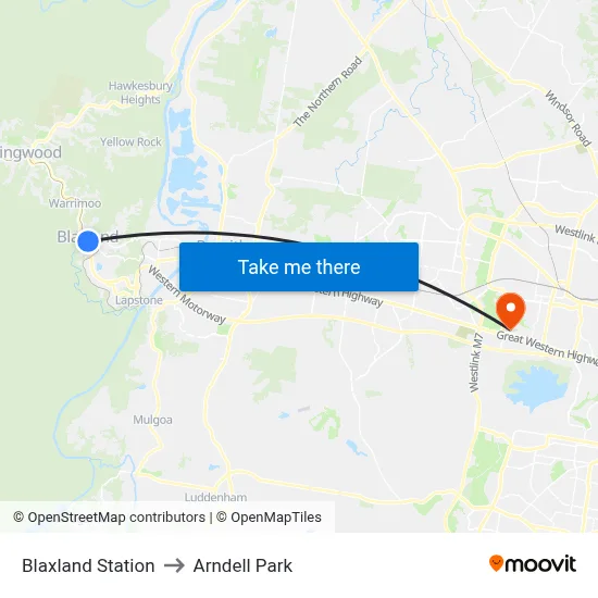 Blaxland Station to Arndell Park map