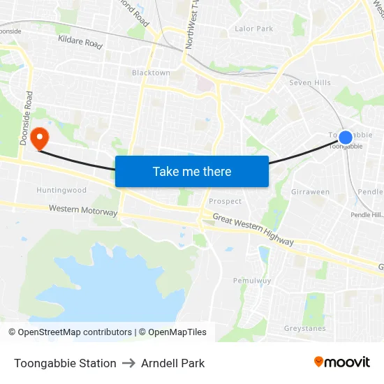 Toongabbie Station to Arndell Park map