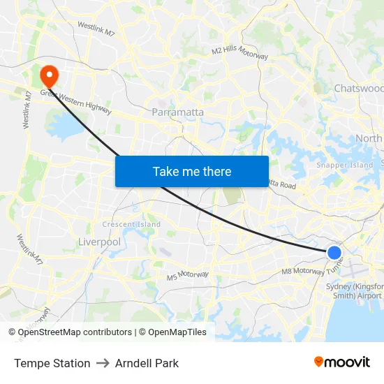 Tempe Station to Arndell Park map