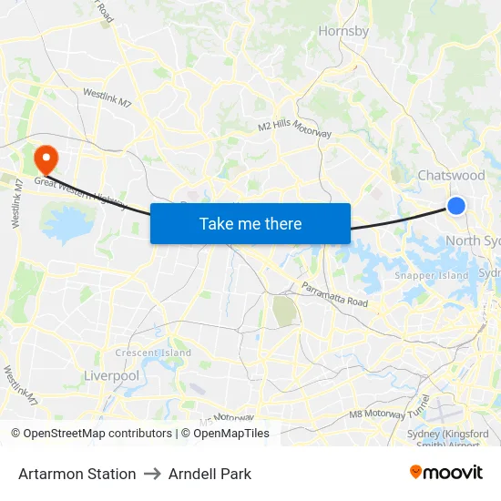 Artarmon Station to Arndell Park map
