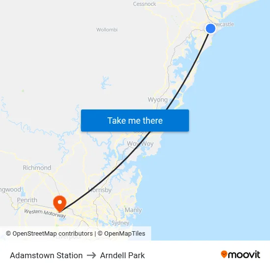Adamstown Station to Arndell Park map