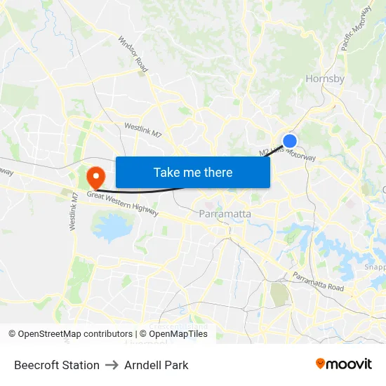 Beecroft Station to Arndell Park map