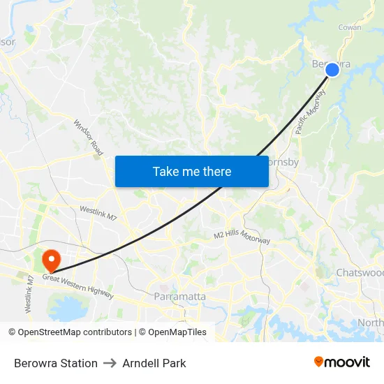 Berowra Station to Arndell Park map