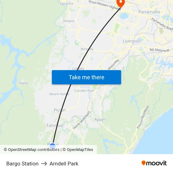 Bargo Station to Arndell Park map