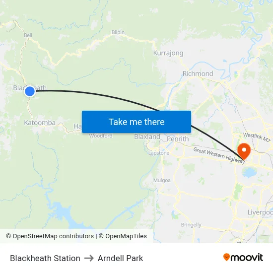 Blackheath Station to Arndell Park map