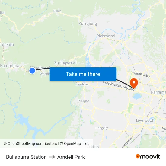 Bullaburra Station to Arndell Park map