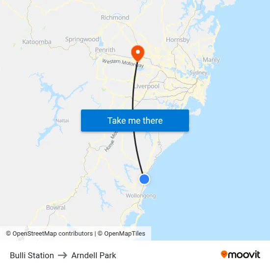 Bulli Station to Arndell Park map