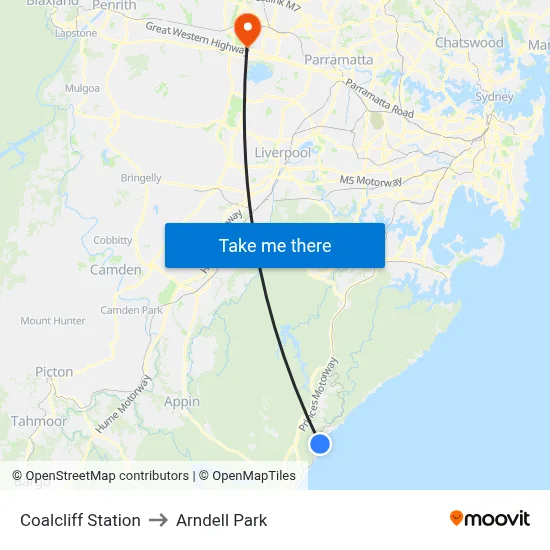 Coalcliff Station to Arndell Park map