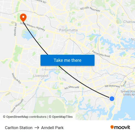 Carlton Station to Arndell Park map