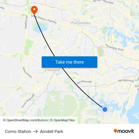 Como Station to Arndell Park map