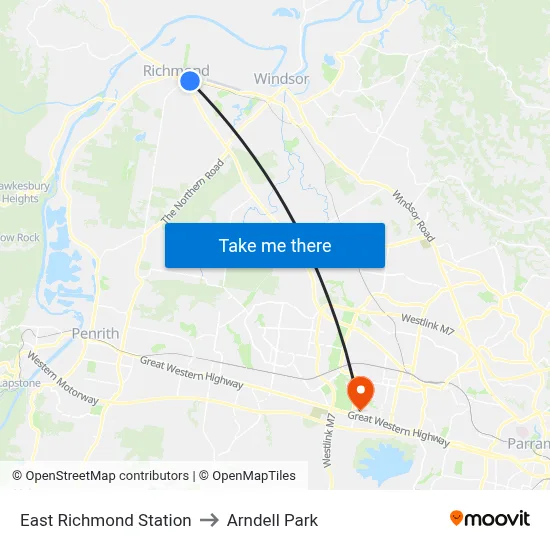 East Richmond Station to Arndell Park map