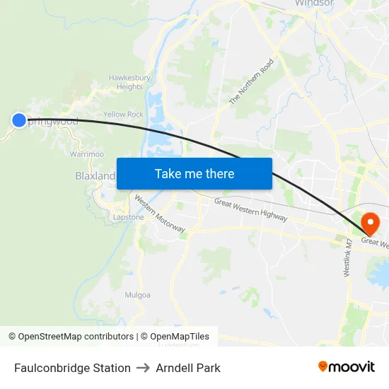 Faulconbridge Station to Arndell Park map
