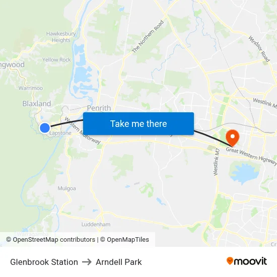 Glenbrook Station to Arndell Park map