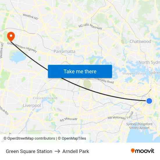 Green Square Station to Arndell Park map