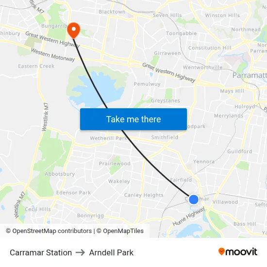Carramar Station to Arndell Park map