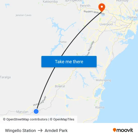 Wingello Station to Arndell Park map