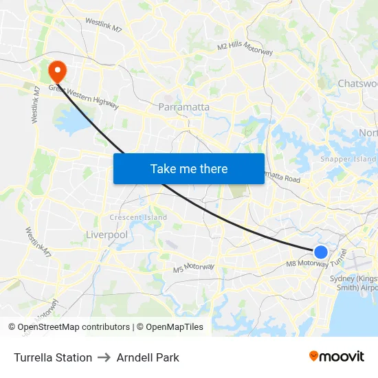 Turrella Station to Arndell Park map