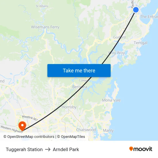 Tuggerah Station to Arndell Park map