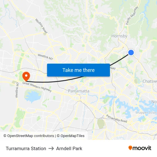 Turramurra Station to Arndell Park map