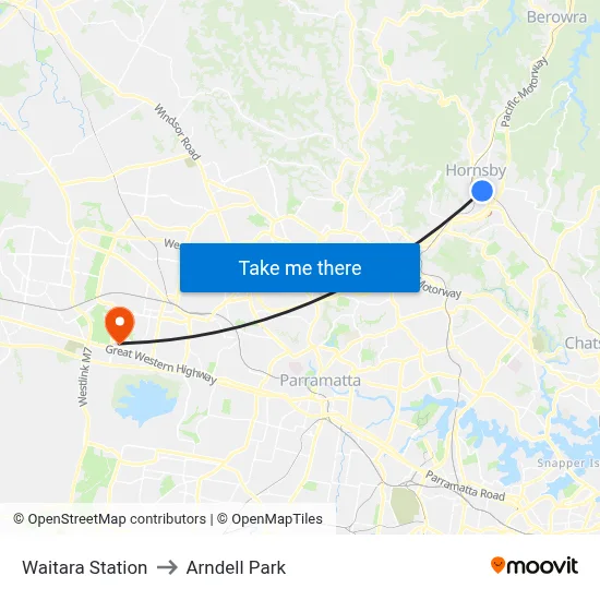 Waitara Station to Arndell Park map