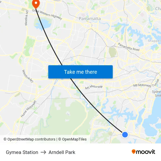 Gymea Station to Arndell Park map