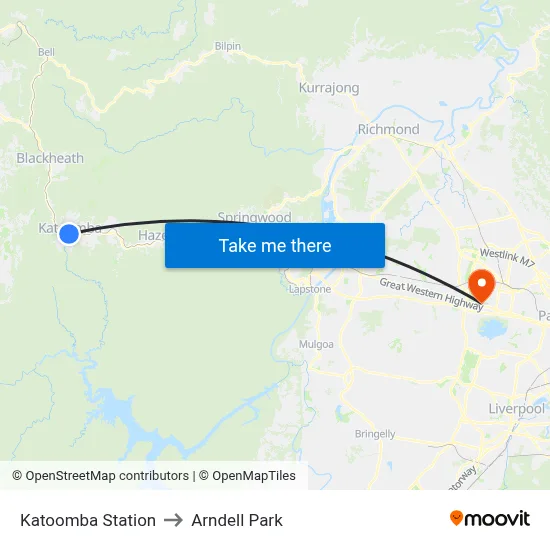 Katoomba Station to Arndell Park map